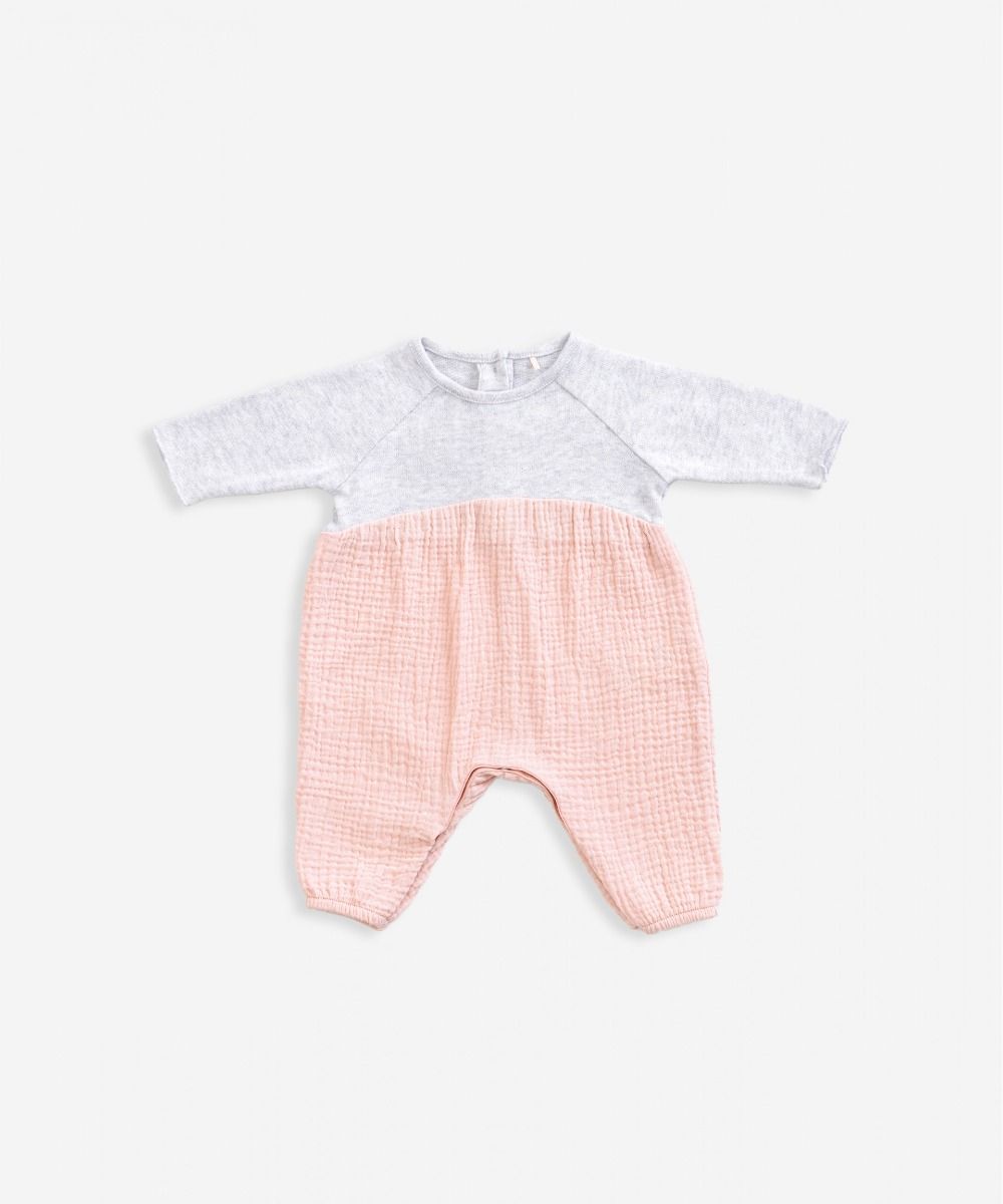 Organic Cotton Jumpsuit, Grey and Pink