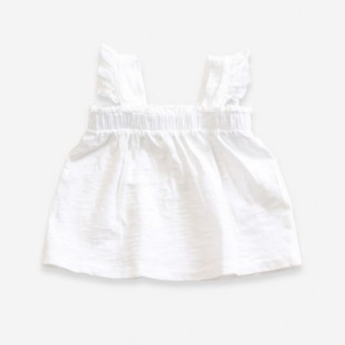 Organic Cotton Frilled Shoulder Tank Top