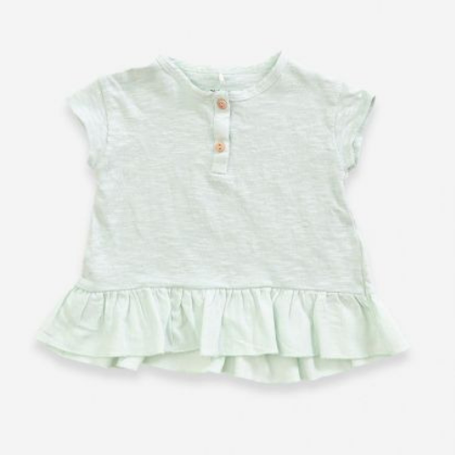 Organic Cotton T-shirt with Frill, Spring Green