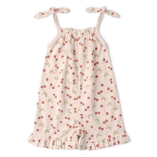 Organic Ruffle Jumpsuit - Cherry