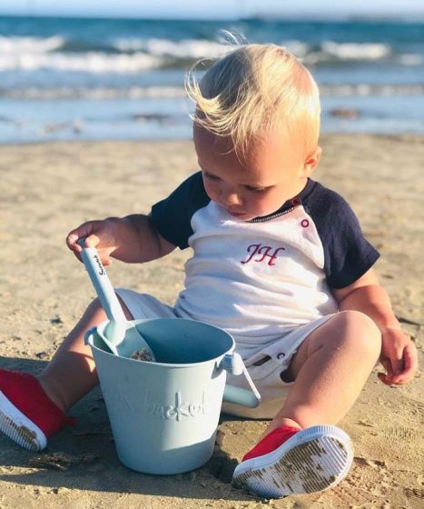 Duck Egg Blue Silicone Sand Bucket and Spade by Scrunch