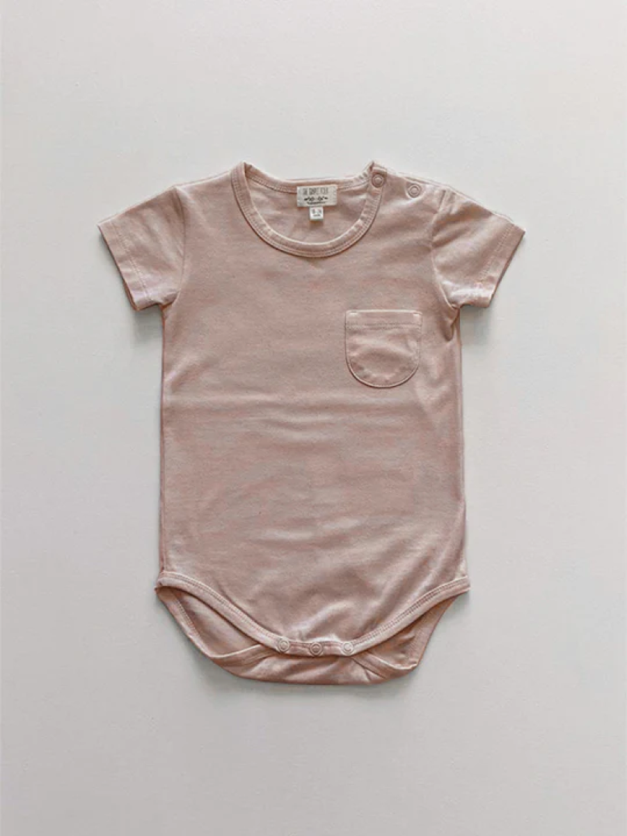 The Short Sleeve Pocket Bodysuit, Antique Rose