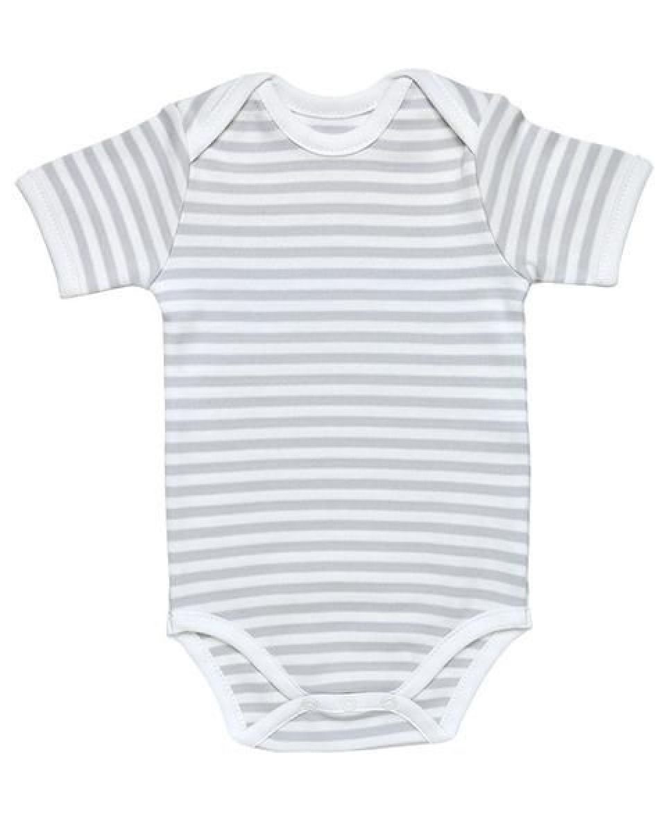 Short Sleeve Bodysuit, Grey Stripe
