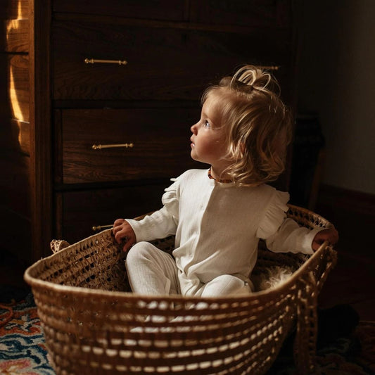 Vertical Striped Jacquard Ruffle Footie