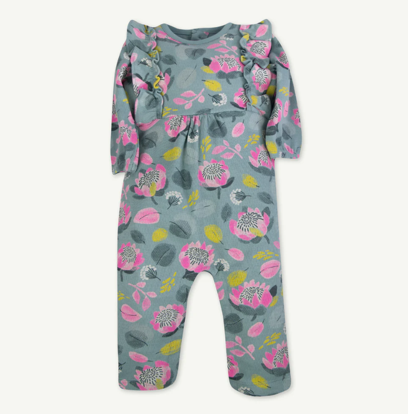 Winter Floral Ruffle Long Sleeve Coverall