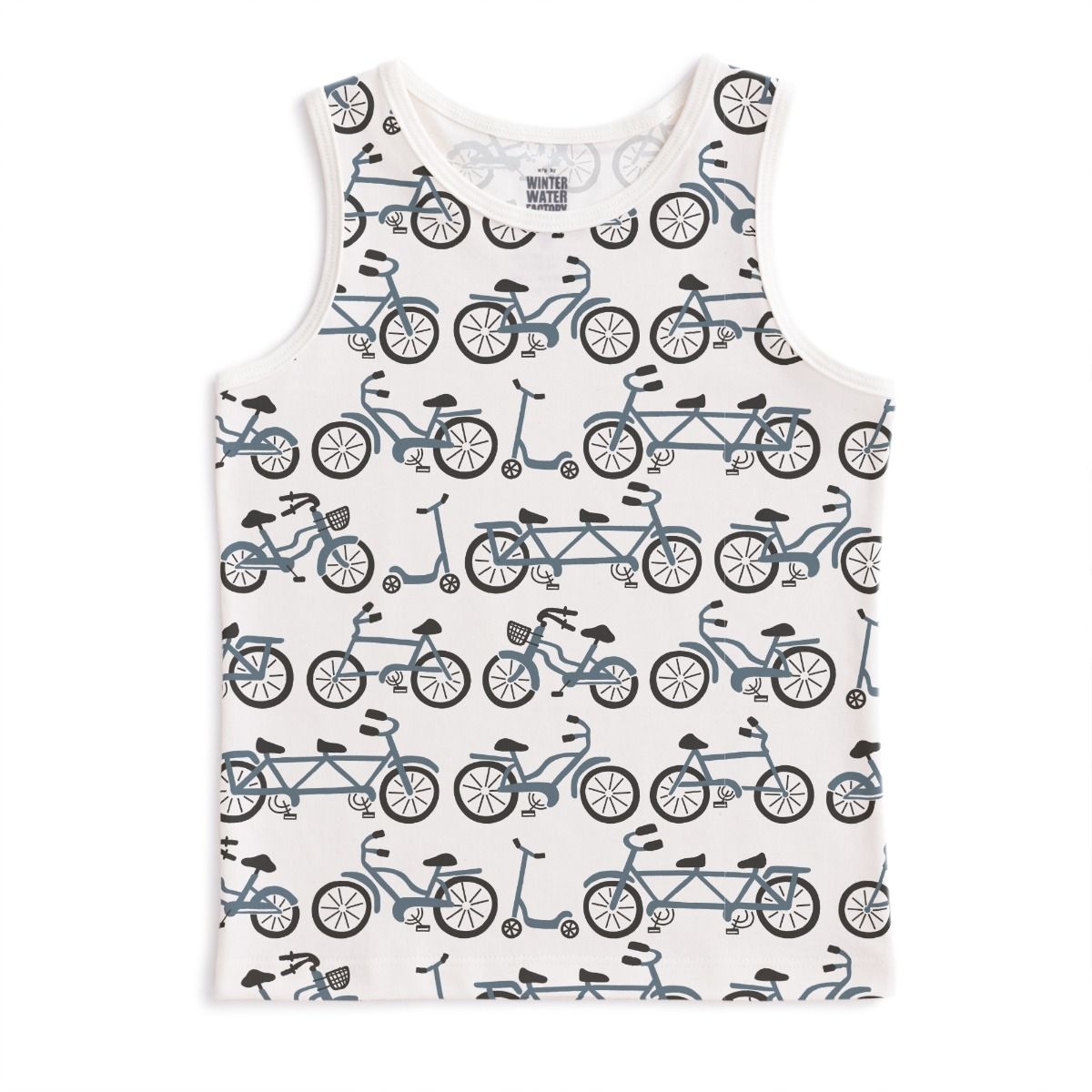 Organic Cotton Tank, Bikes Slate Blue
