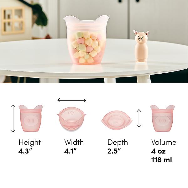 Pink Pig Zip-Top Silicone Snack Container