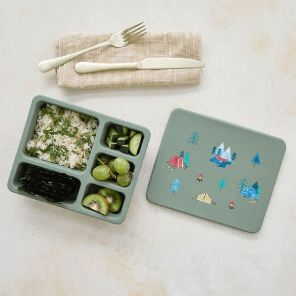 Silicone Bento Lunchbox with food