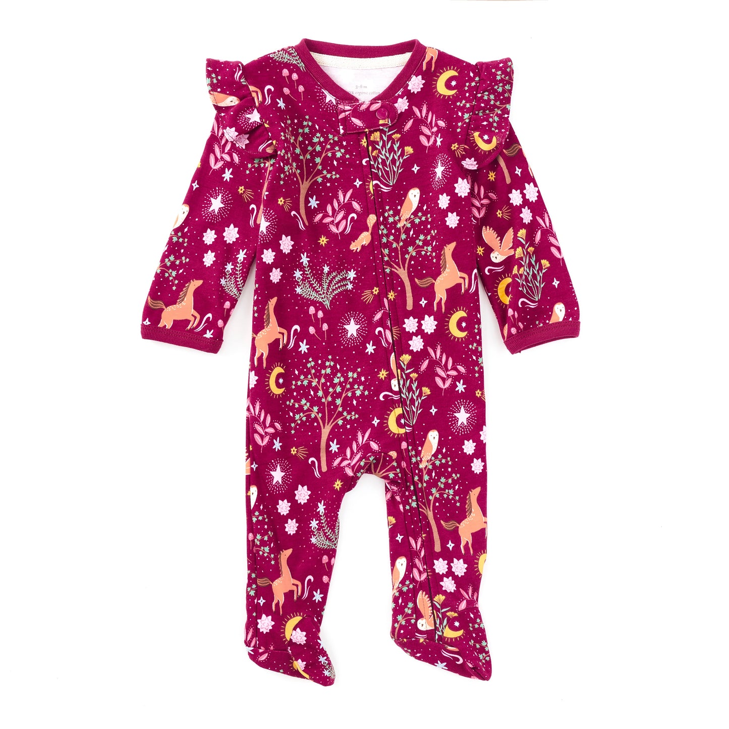 Bamboo Blend Ruffle Zip Footie - Woodland Dreams