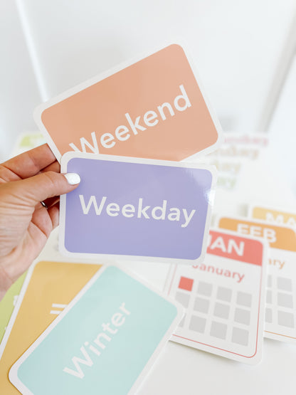 Calendar (Days, Months, Seasons) Flashcards and Magnets