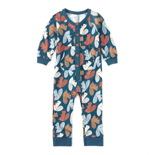 Bamboo Blend Kangaroo Romper - Squirrel Scurry