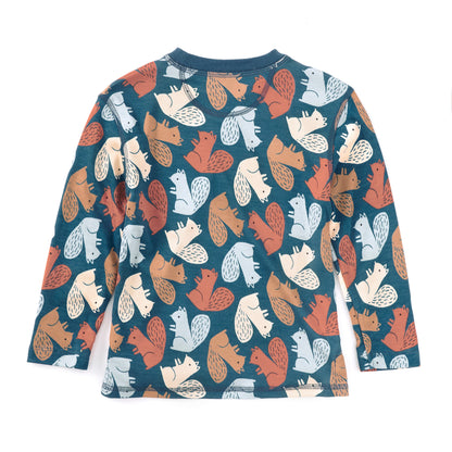 Bamboo Blend Crewneck Long Sleeve Shirt - Squirrel Scurry