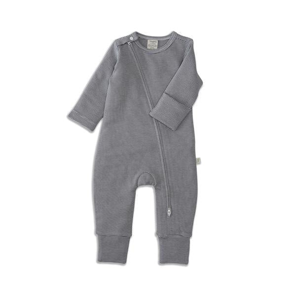 Organic Cotton Striped Zip-up Baby Romper