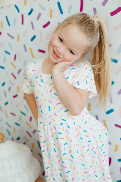 Bamboo Blend Short Sleeve Twirly Tee Dress - Sugar Rush