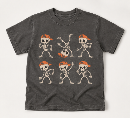 Kids Dancing Skeletons Halloween Youth Comfort Colors® T-Shirt | Vintage Skeleton Graphic Tee
