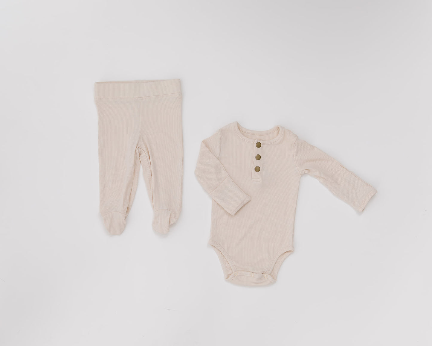 Buttery Soft, 2pc Baby Lounge Set, Ribbed Cream