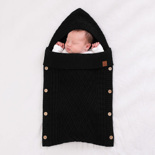 Cable Knit Baby Sleep Sack in Black