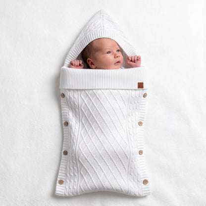 Cable Knit Baby Sleep Sack in White