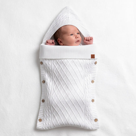 Cable Knit Baby Sleep Sack in White
