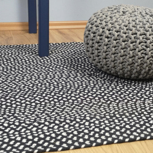 ALLEN black & white hand braided cotton rug