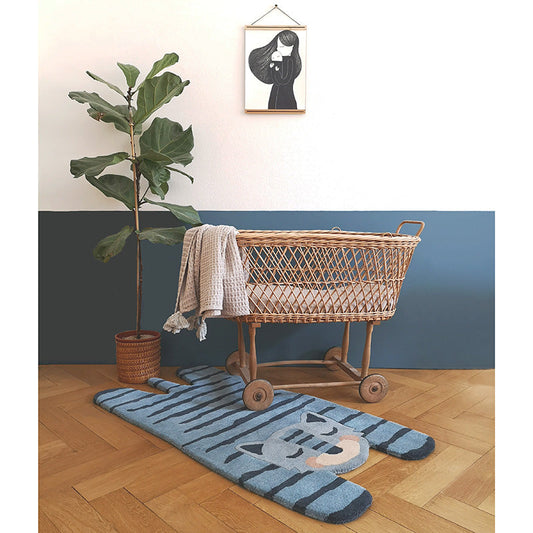 BLUE TIGGER original children's rug with tiger shape