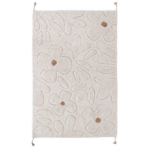 GENTLE FLORA Children's bedroom carpet in washable cotton with flowers