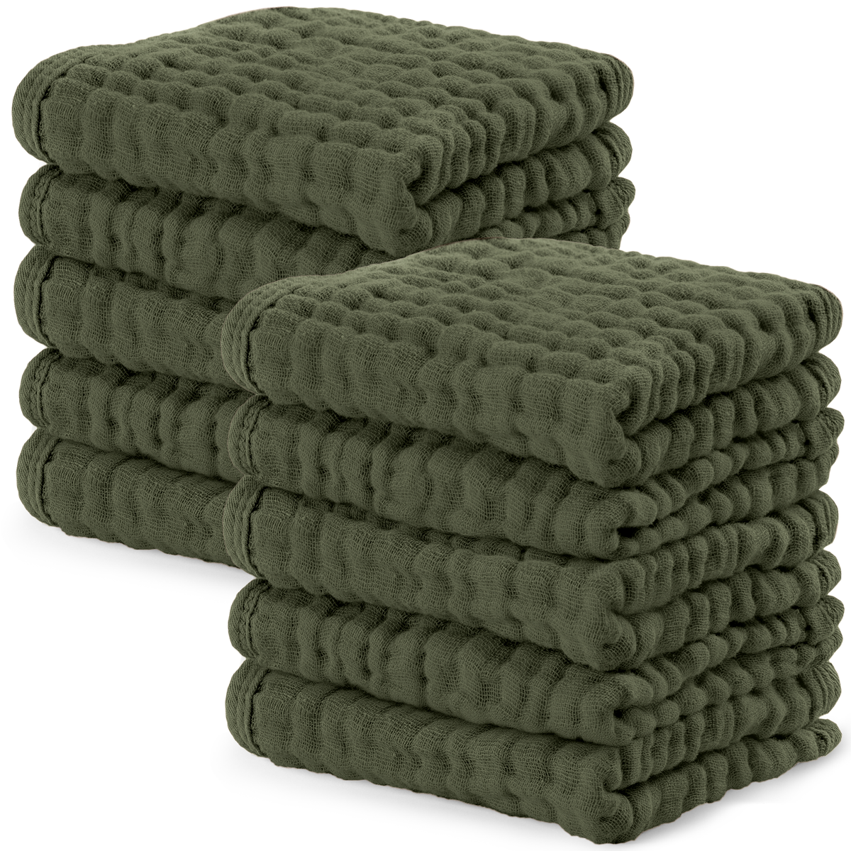 Muslin Washcloths in Kelp