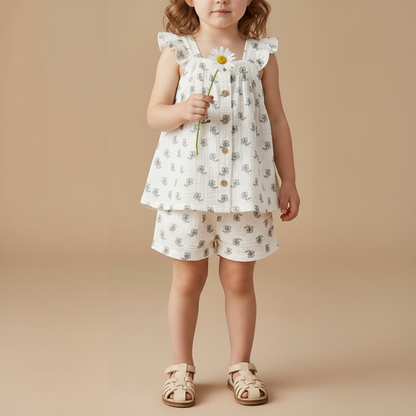 Organic Flutter Top & Shorts Set - Poppy