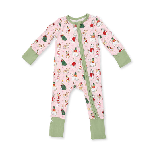 Christmas Dogs Pink - Bamboo - Convertible Romper