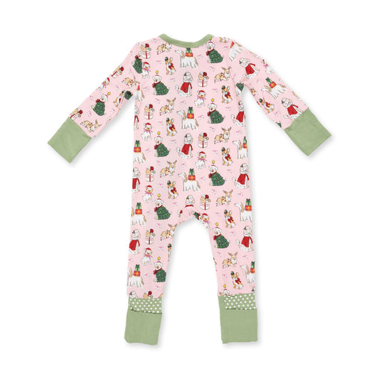 Christmas Dogs Pink - Bamboo - Convertible Romper