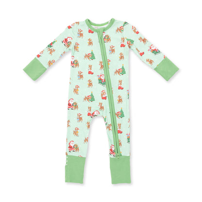 Vintage Reindeer & Santa Uni - Bamboo - Convertible Romper