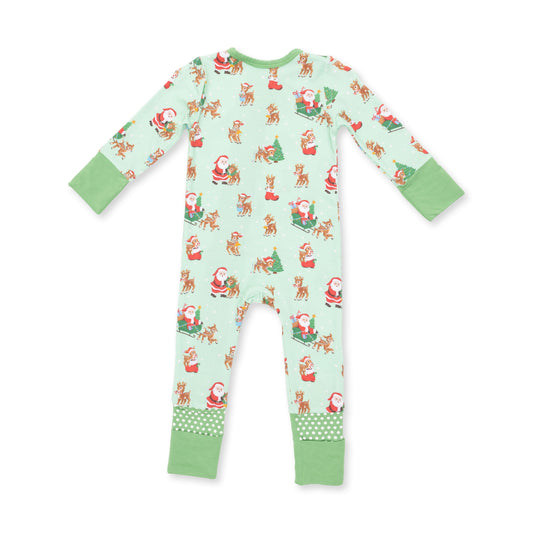 Vintage Reindeer & Santa Uni - Bamboo - Convertible Romper