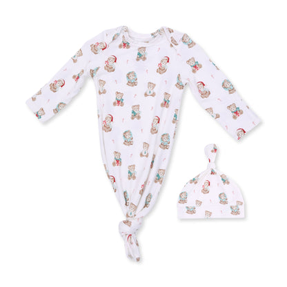 Christmas Teddy Bears Uni - Bamboo - Knotted Gown and Knotted Hat