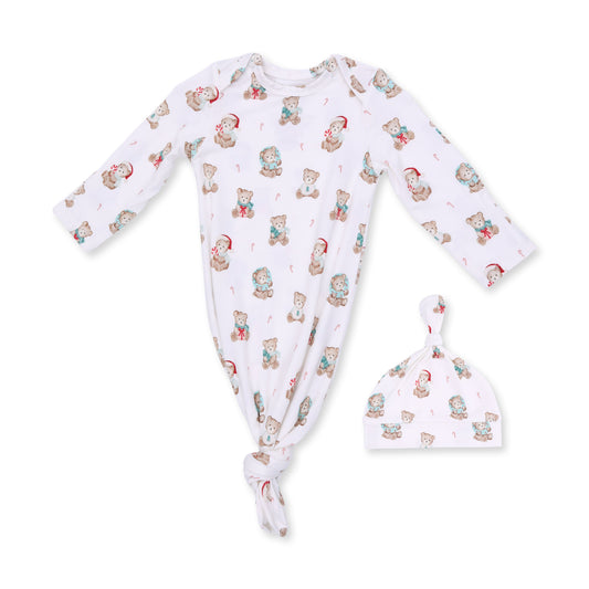 Christmas Teddy Bears Uni - Bamboo - Knotted Gown and Knotted Hat