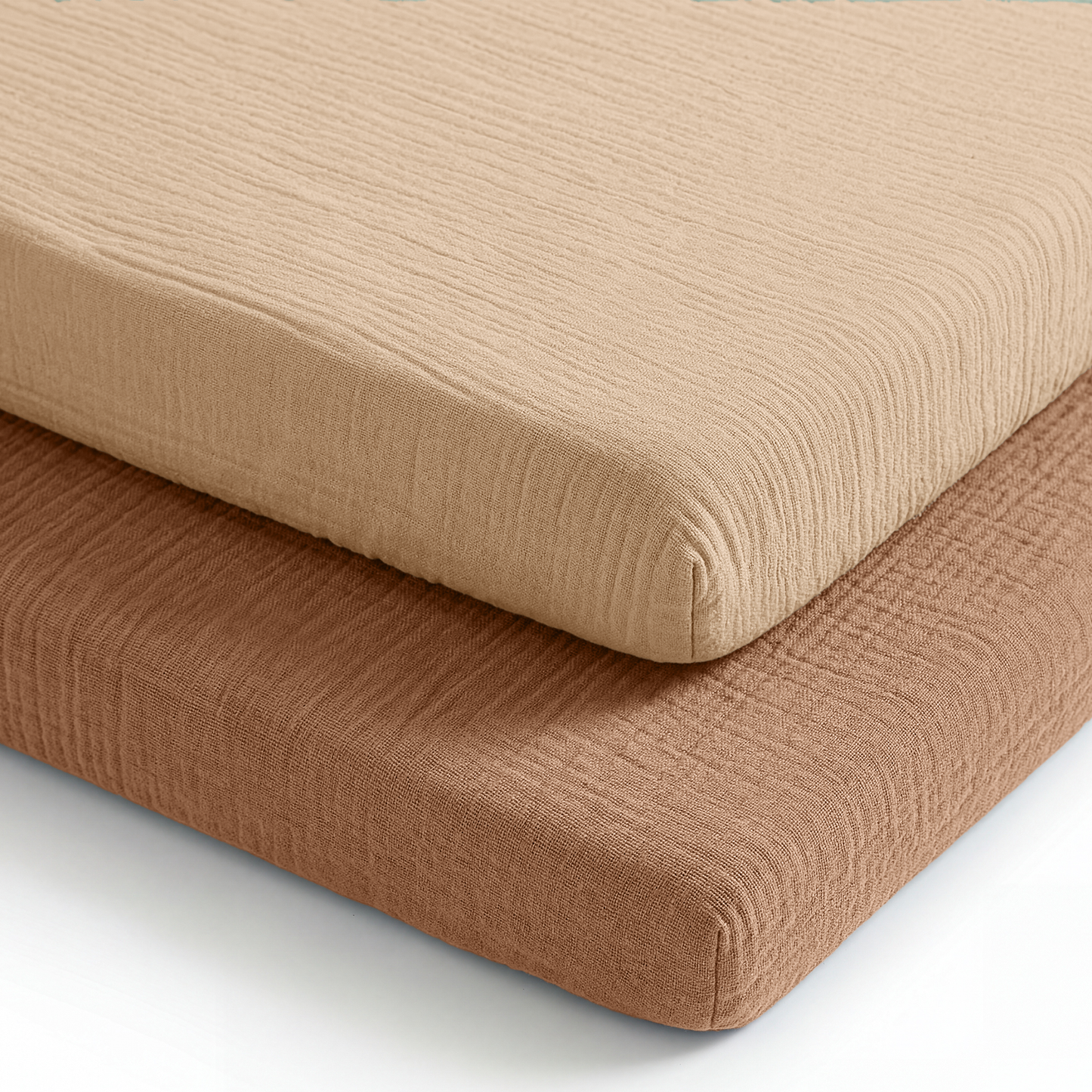 Muslin Cotton Bassinet Sheets, 2 Pack in Cedar and Cream