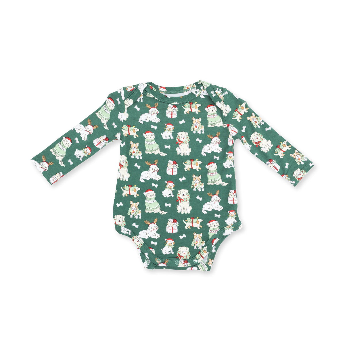 Christmas Dogs Uni - Bamboo - Long Sleeve Bodysuit