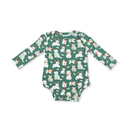 Christmas Dogs Uni - Bamboo - Long Sleeve Bodysuit