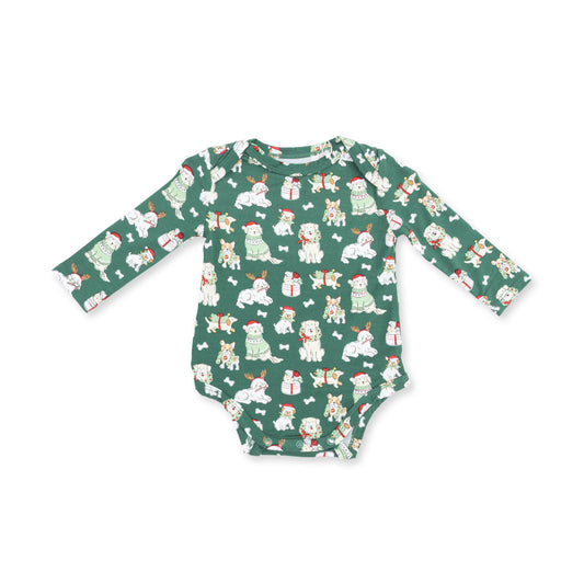 Christmas Dogs Uni - Bamboo - Long Sleeve Bodysuit