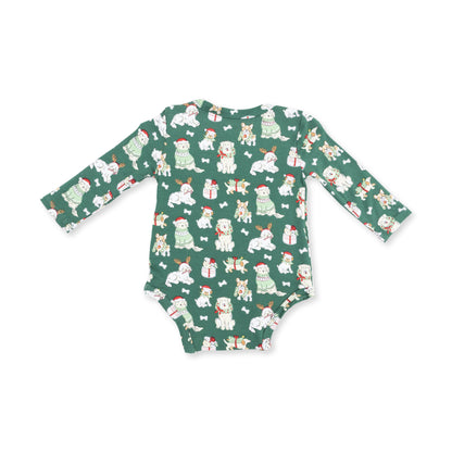 Christmas Dogs Uni - Bamboo - Long Sleeve Bodysuit