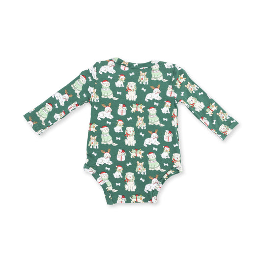 Christmas Dogs Uni - Bamboo - Long Sleeve Bodysuit