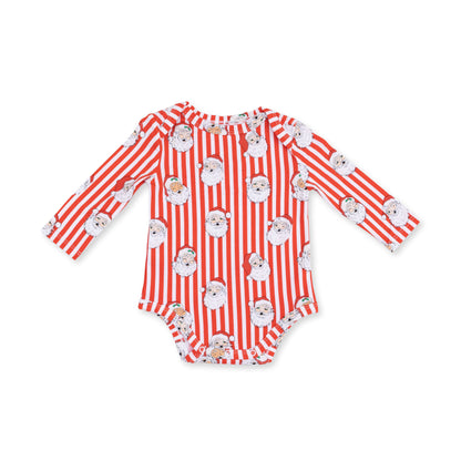 Vintage Santa Stripe - Bamboo - Long Sleeve Bodysuit