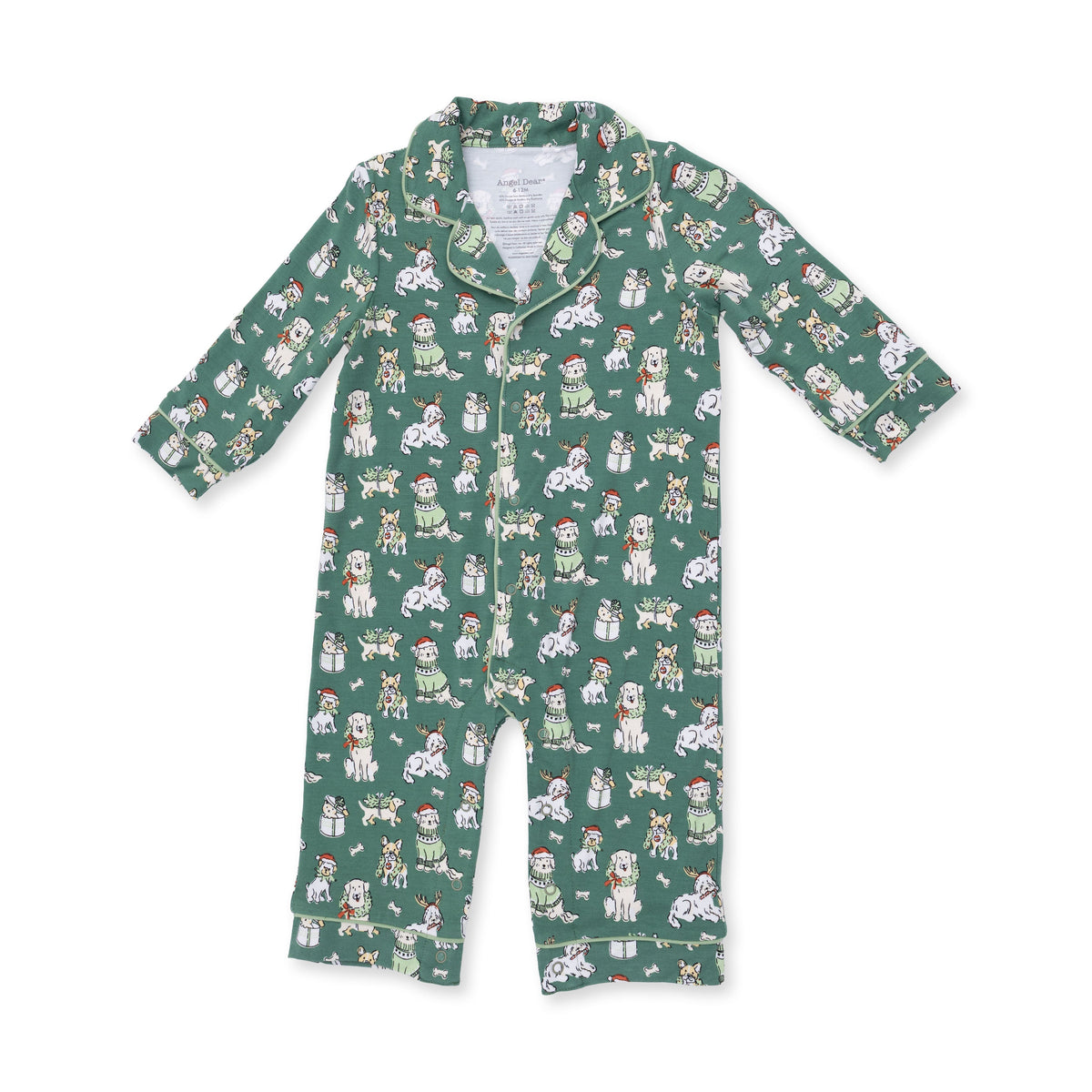 Christmas Dogs Uni - Bamboo - Long Sleeve Coat Style Romper