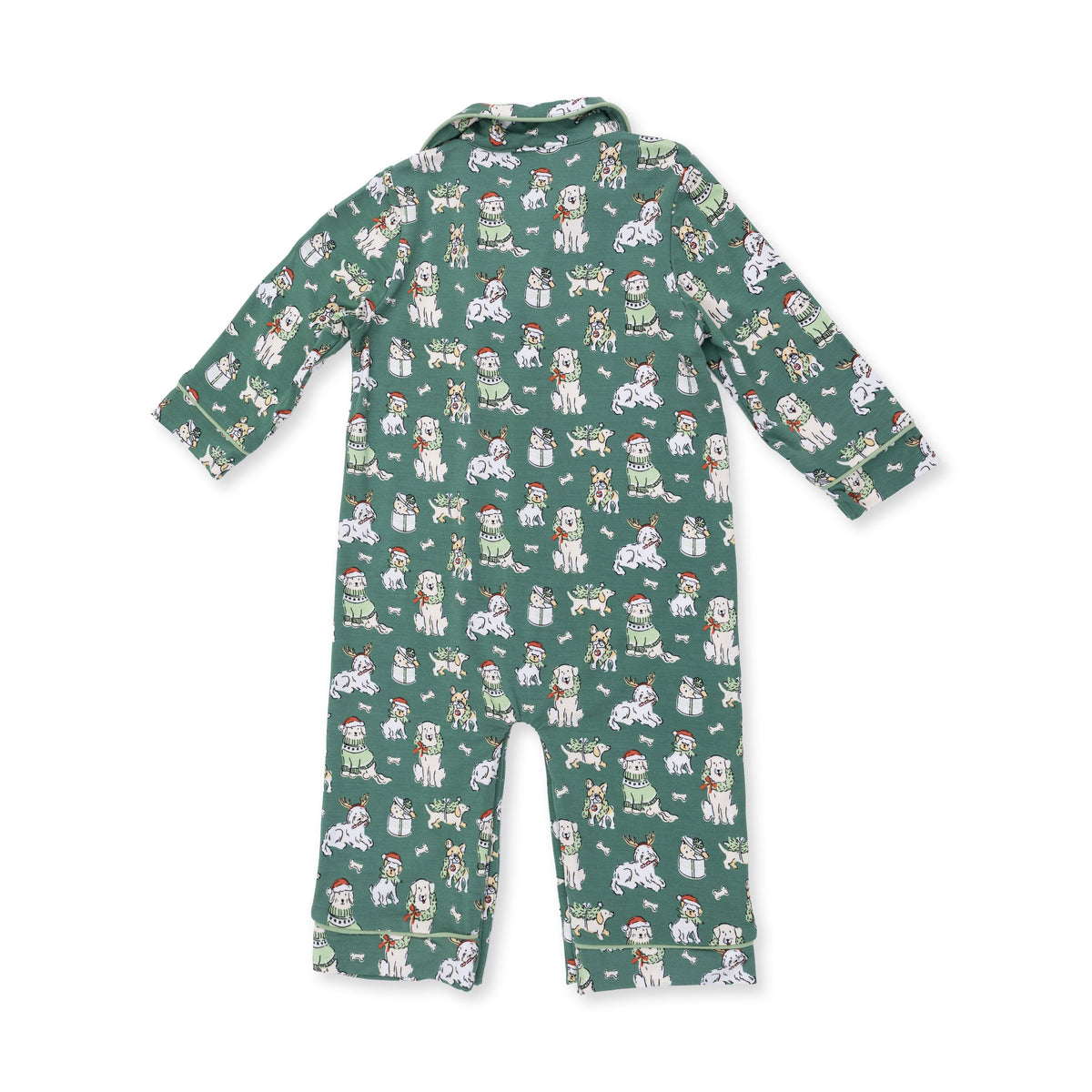 Christmas Dogs Uni - Bamboo - Long Sleeve Coat Style Romper