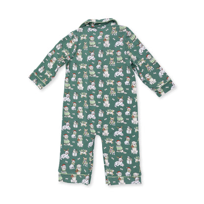 Christmas Dogs Uni - Bamboo - Long Sleeve Coat Style Romper