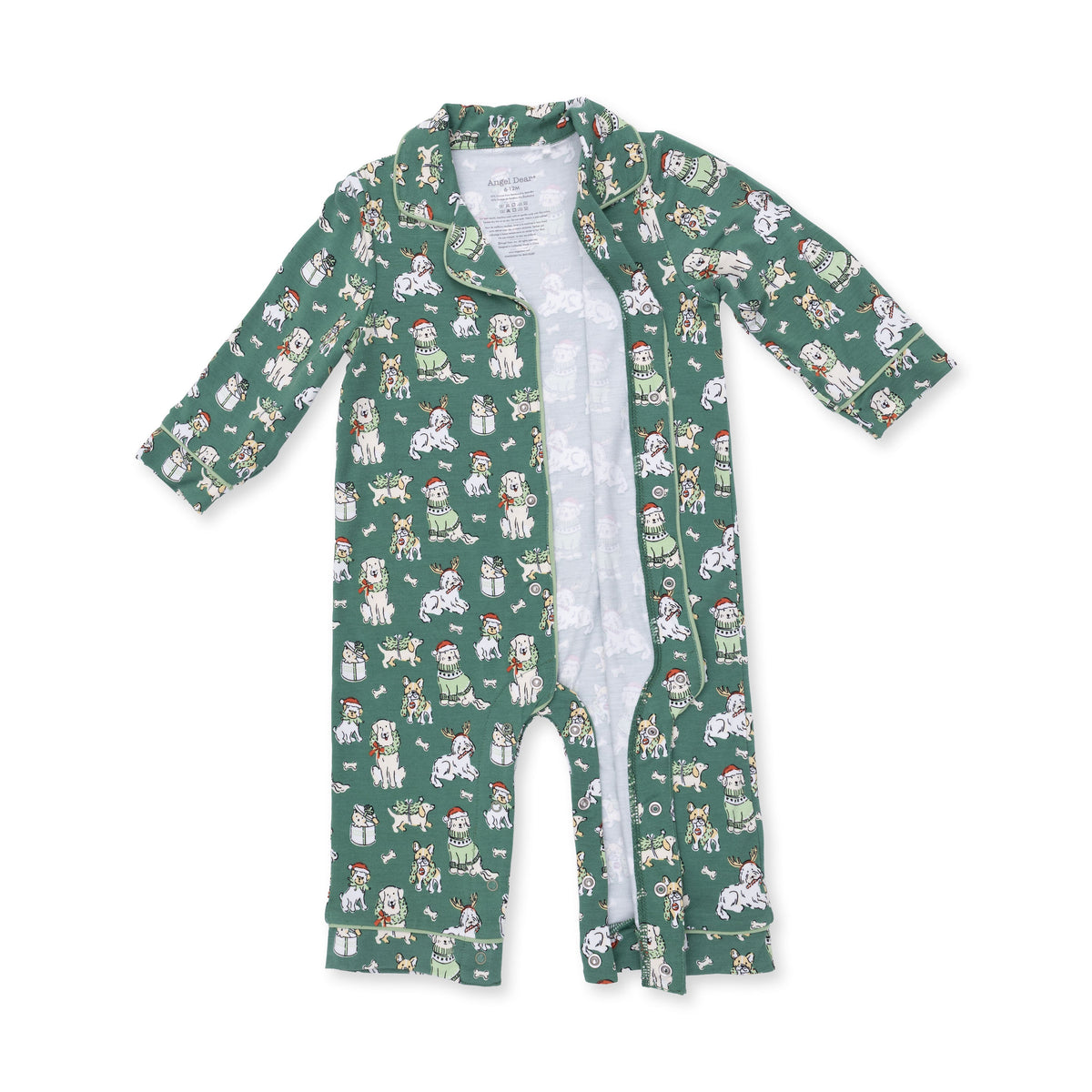 Christmas Dogs Uni - Bamboo - Long Sleeve Coat Style Romper