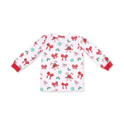 Bows & Candy Canes - Bamboo - Long Sleeve Loungewear Set