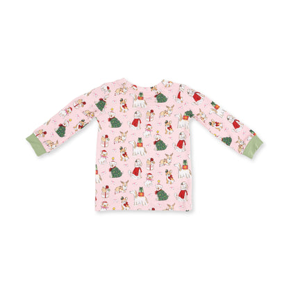 Christmas Dogs Pink - Bamboo - Long Sleeve Loungewear Set