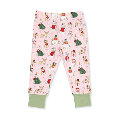 Christmas Dogs Pink - Bamboo - Long Sleeve Loungewear Set