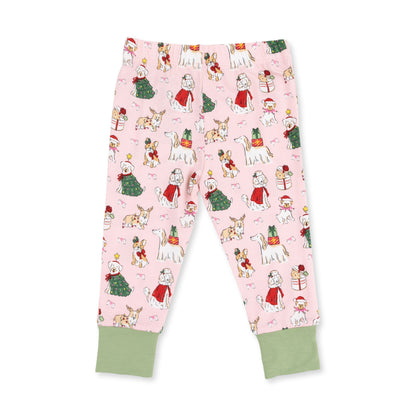 Christmas Dogs Pink - Bamboo - Long Sleeve Loungewear Set