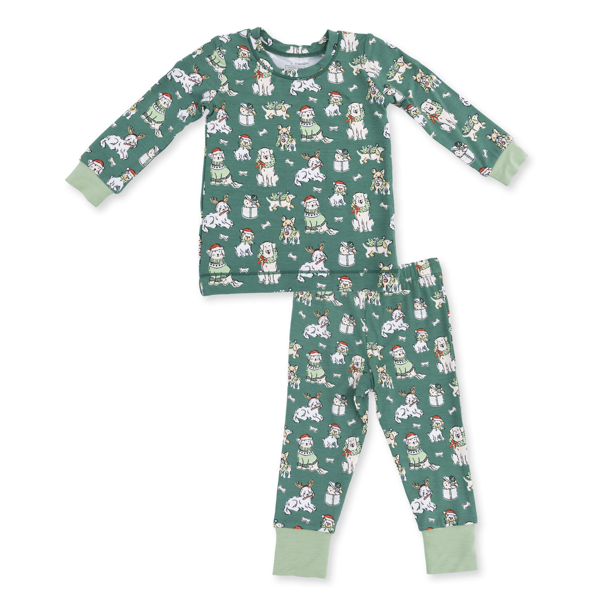 Christmas Dogs Uni - Bamboo - Long Sleeve Loungewear Set